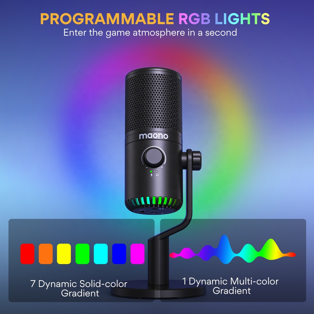 MAONO PC プログラム可能な RGB ゲーミングマイク - Pc Gaming Rgb のレビューと価格