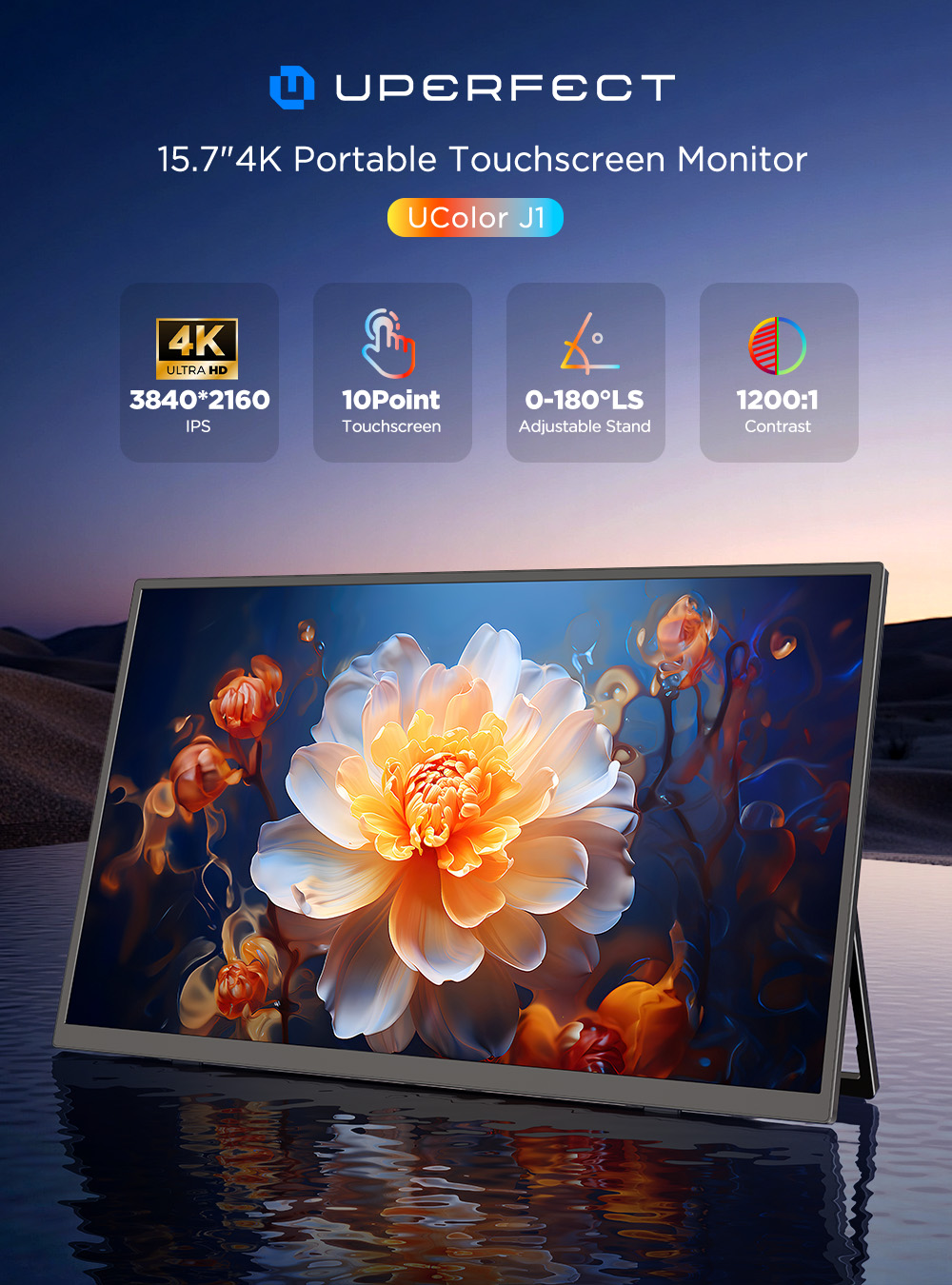UPERFECT 4K ポータブルモニター タッチスクリーン - Pc Gaming Y Monitor のレビューと価格